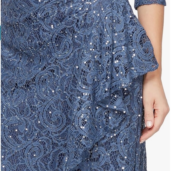 Alex Evenings Sequin Lace A-Line Gown in Wedgewood - Picture 2 of 3